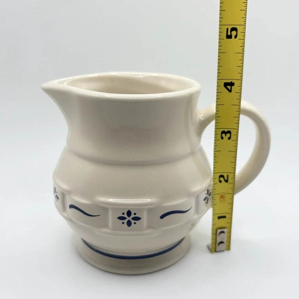 Vintage‎ Longaberger Pottery Woven Traditions Classic Blue Creamer NOS